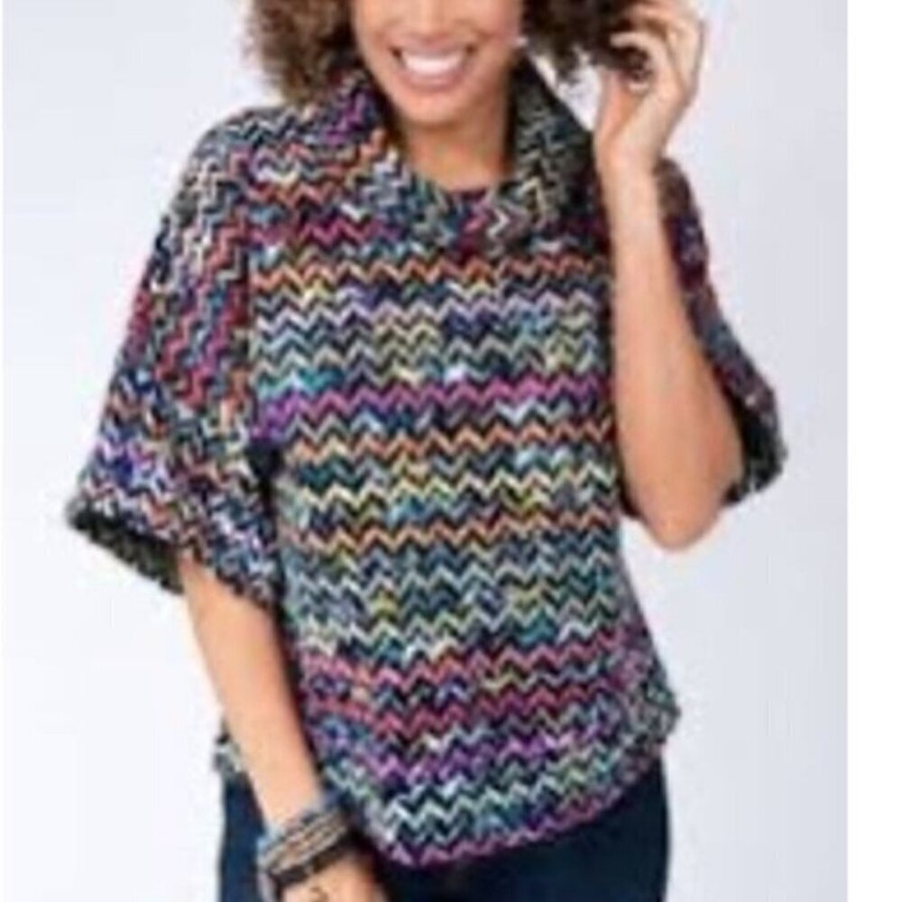 Ivy Jane SZS/M Multi Color Boxy Sweater Hand Knit Chunky Aesthetic Boho Festival